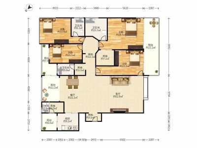 波托菲诺纯水岸九期小区4室2厅4卫户型图3